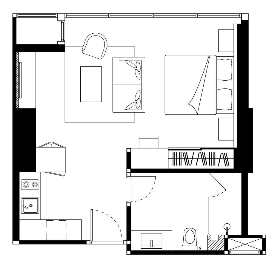 Somerset Rama 9 Bangkok Dış mekan fotoğraf A floorplan of a typical studio apartment